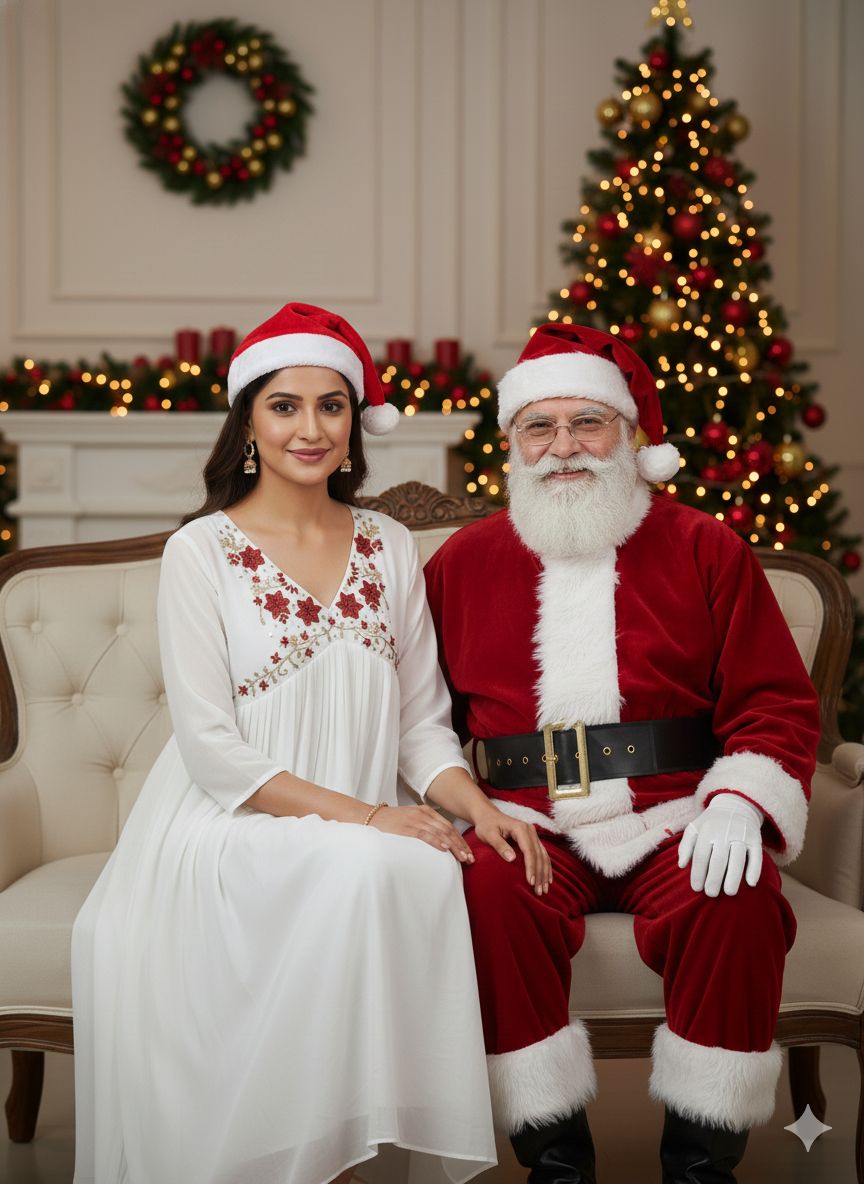 Aline kurti Along with X'mas cap